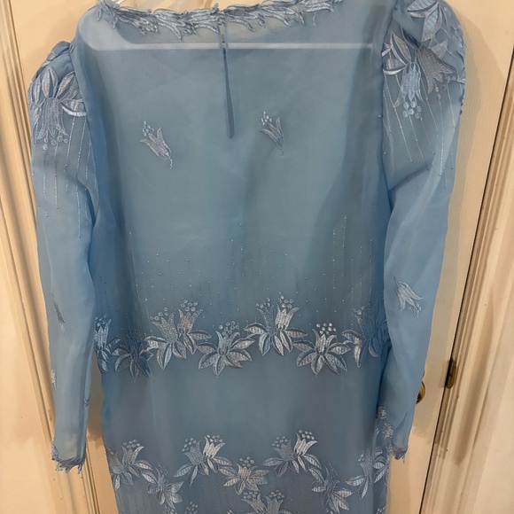 vintage 80s seethru dress with embroidery rare and pretty - Picture 2 of 4